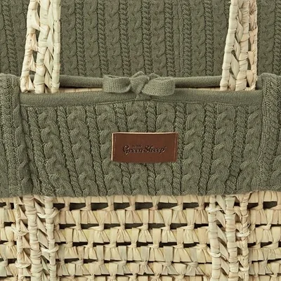 The Little Green Sheep Cable Knit Moses Basket Replacement Liner - Truffle