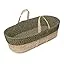 The Little Green Sheep FN010A Natural Knitted Moses Basket & Mattress-Linen