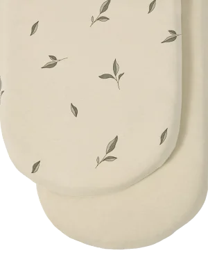 The Little Green Sheep Moses Basket Fitted Sheet - Leaves