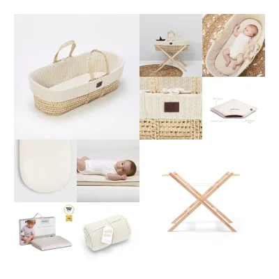 The Little Green Sheep Natural Knitted 6pc Moses Basket Bundle - Linen