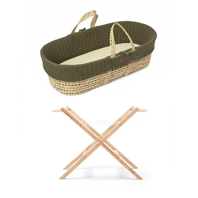 The Little Green Sheep Natural Knitted Moses Basket