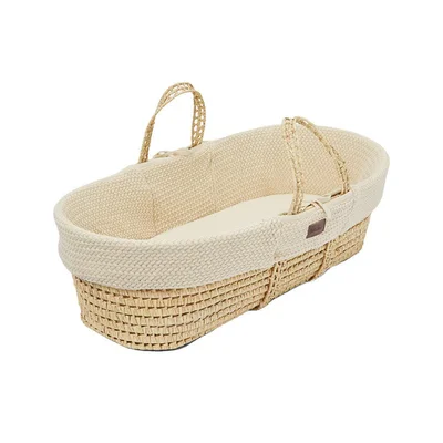 The Little Green Sheep Organic Wheat Knit Moses Basket - Linen
