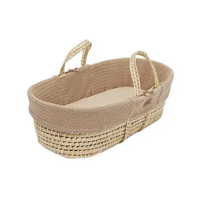 The Little Green Sheep Wheat Knit Moses Basket - Truffle