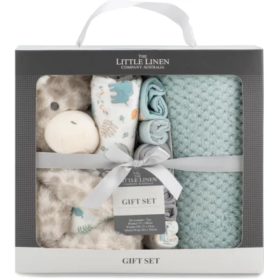 The Little Linen Company Boxed Gift Set - Savanna Giraffe