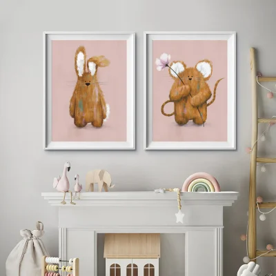 Tigercub Prints Florence & Effie Set of Two Nursery Prints - A5 Set of 2 Prints