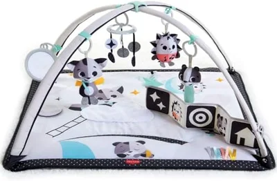 Tiny Love Black & White Gymini, 2-in-1 Musical Baby Play Mat, 0+ Months, Baby Play Gym, 18 Activities, Interactive Musical Toy, High Contrast Book, Adjustable Arches, Magical Tales - Black & White / 1 Unità (Confezione da 1)