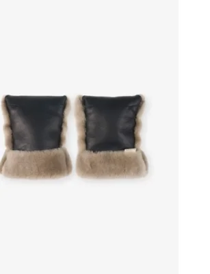 Toast-coated brand-tab sheepskin buggy mittens - Toast