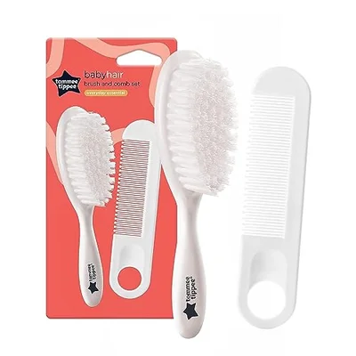Tommee Tippee Essential Basics Brush and Comb Set, White, 2 Count (Pack of 1) - White / 2 Count (Pack of 1)