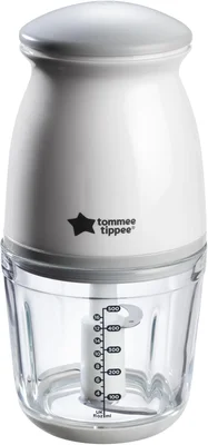 Tommee Tippee Quick-Chop, 500ml Capacity, Mini Electric Baby Food Blender and Chopper for all Stages of Weaning, Durable Glass Bowl and Stainless Steel Blades, 200W Motor
