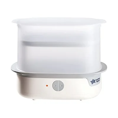 Tommee Tippee Supersteam Electric Steam Steriliser for Baby Bottles, Kills Viruses and 99.9 Percent of Bacteria, 5-Minute Sterilisation Cycle - White / 1 Count (Pack of 1)