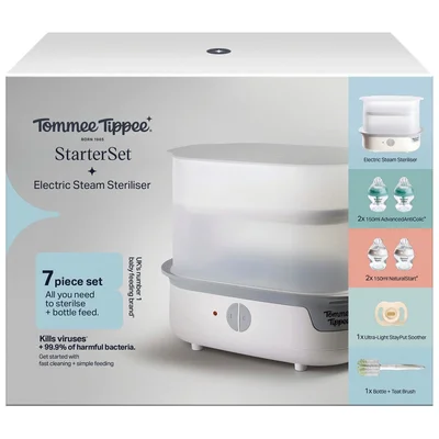 Tommee Tippee SuperSteam Electric Steam Steriliser Starter Set - Grey, White