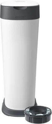 Tommee Tippee Twist and Click XL Nappy Bin, White, with x1 Refill Cassette, Odour and Germ Protection, Antibacterial Film, 100% Recycled Chassis - XL Nappy Bin