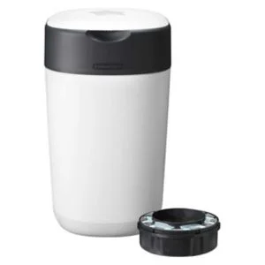 Tommee Tippee Twist & Click Advanced Nappy Bin, Includes 1x Refill Cassette, White