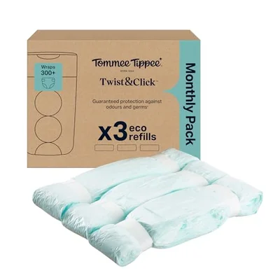 Tommee Tippee Twist & Click Nappy Bin Refills - Multi-Coloured / 1 count (Pack of 18)