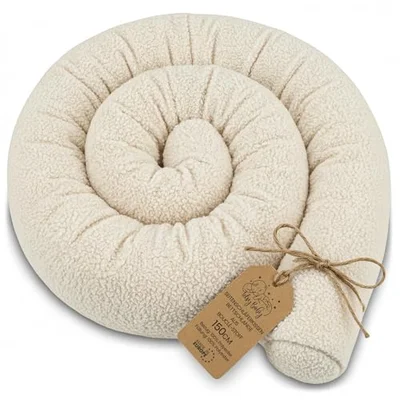 Totsy Baby Side sleeper bed snake body pillow 150 cm Teddy Plush long bed roll sleeping neck headrest Cream-colored