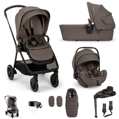 TRIV Next + ARRA Flex Travel System- Chestnut - With Footmuff + Cup Holder; Without Changing Bag
