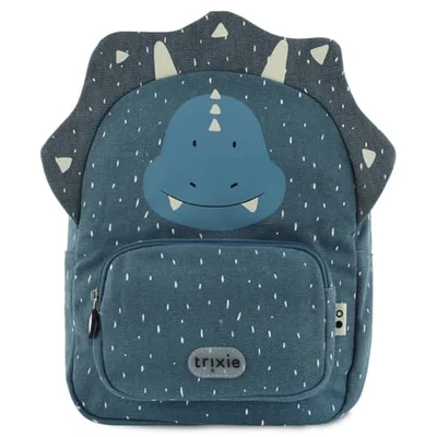 Trixie Backpack - Mr. Triceratops- School Bag Water Repellent - Backpack for Child - For Boys and Girls - Small Gym Bag - Blue - Mr. Triceratops / M