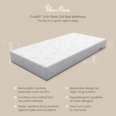 Silver Cross - TrueFit Eco Fibre Cot Bed Mattress - Hypoallergenic, Breathable & Thermo-regulating - 140cm x 70cm — image 55