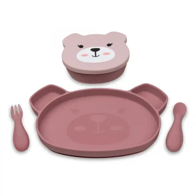 Tum Tum Silicone Weaning Set-Betsy Bear Pink
