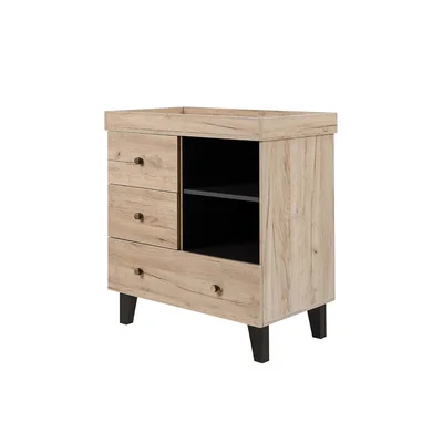 Tutti Bambini Como Baby Changing Unit with Drawers, Nursery Furniture Chest Changer, Removable Changing Top, Soft Close, Distressed Oak and Slate Grey | H93.5 x D50 x W88 cm
