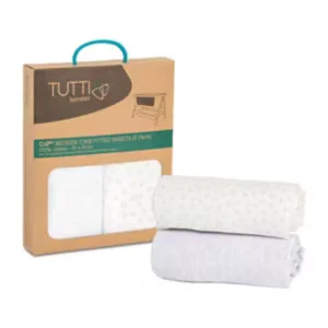 Tutti Bambini CoZee 2 Pack Fitted Sheets Cloud Grey - Cloud Grey