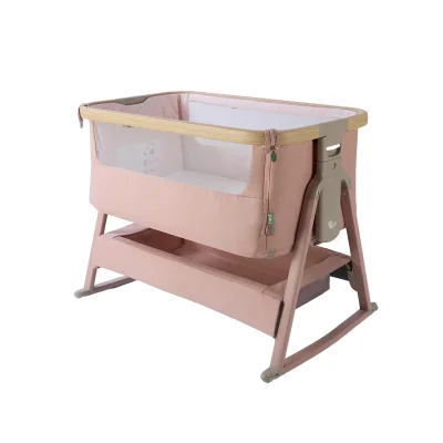 Tutti Bambini CoZee Air Bedside Crib - Drifted Oak & Blush