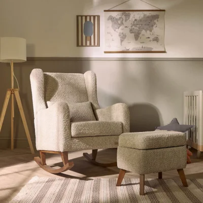 Harper Rocking Chair & Footstool - Mushroom / One Size