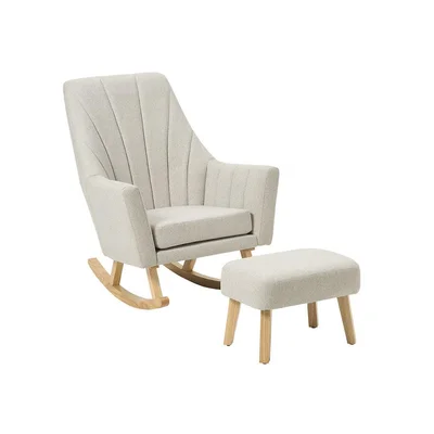 Tutti Bambini Jonah Rocking Chair + Foot Stool - Pebble