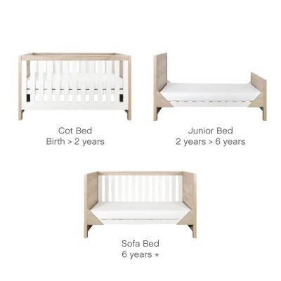 Tutti Bambini Modena 3-in-1 Gitterbett – Weiß/Eiche — image 15