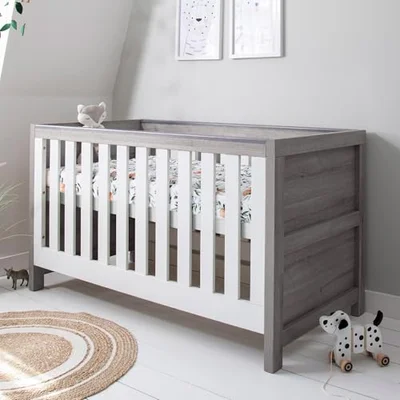 Tutti Bambini Modena Cot Bed - Grey Ash/White (outlet) - White / Grey Ash / 148L x 75W x 85H cm