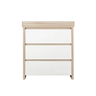 Tutti Bambini Modena Solid Wood Baby Changing Table, Nursery Dresser Chest Changer with 3 Drawers, Removable Changing Top, White and Oak Nursery Furniture