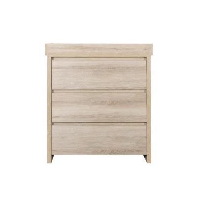 Tutti Bambini Modena Solid Wood Baby Changing Table, Nursery Dresser Chest Changer with 3 Drawers, Removable Changing Top, White and Oak Nursery Furniture