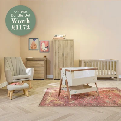 Tutti Bambini Modena Nursery Bundle With CoZee Bedside Crib (6 Piece)