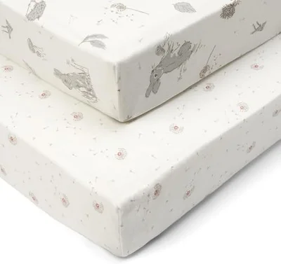Tutti Bambini Premium Crib Sheets (2-Pack) - Soft Bamboo Jersey Next to Me and CoZee Sheets, Breathable, Double Strength (Our Planet)