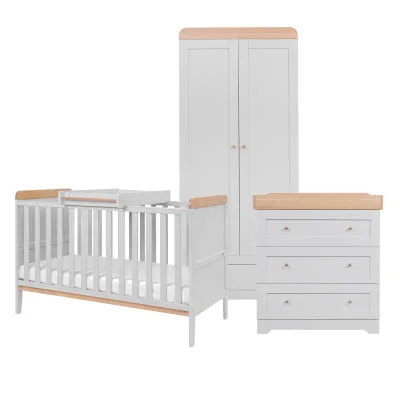 Tutti Bambini Rio 3pc Room Set - Dove Grey/Honey Oak / Pocket Sprung Mattress