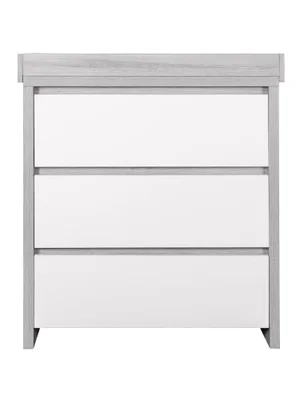 Tutti Bambini Rio Solid Wood White Baby Changing Table, Nursery Chest Changer with 3 Drawers, Removable Changing Top, White Nursery Furniture for Baby Room