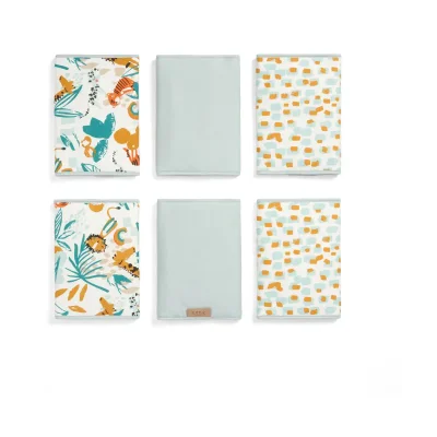 Tutti Bambini Run Wild Pack of 6 Cot Wraps-Blue/White - Blue/White