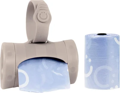 Ubbi Retractable On-the-Go Bag Dispenser for Baby Travel, Diaper Bag Accessory Must Have for Newborns, Helpful Baby Accessory - Taupe Bag Dispenser