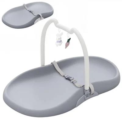 UBRAVOO Baby Changing Mat with Safety Harness and Toys Shelf, Anti-Roll Wedge Baby Changing Pad, Easy Wipe Clean Waterproof with Raised Padded Edges
