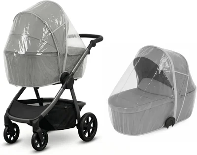 Universal Rain Cover for 2 in 1 Carrycot Travel Systems – Clear Waterproof PVC – All-Weather Protection for Baby Strollers – Fits Most Carrycot, Stroller, Pushchair - transparent