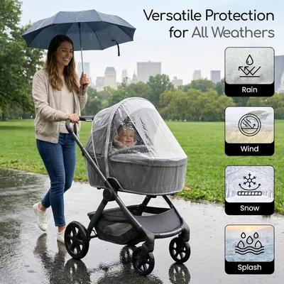 Universal Rain Cover for 2 in 1 Carrycot Travel Systems — image 4
