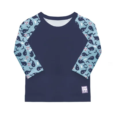 UPF 40+ Soft and Gentle Protective Swim Rash Vest in Blue Whale