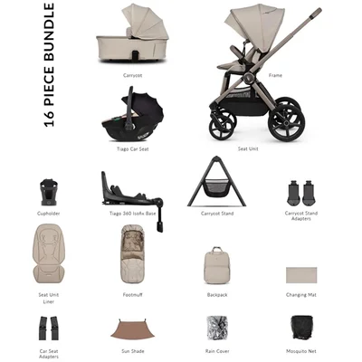 Upline 3 Ultimate Bundle 4in1- Pebble - Tiago Car Seat- Beige