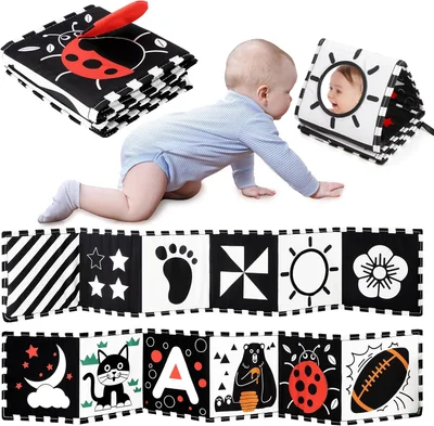 URMYWO Newborn Essentials,Black and White Sensory Toys Newborn Toys High Contrast Soft Baby Book Nursery Decoration Baby Gifts for 0-3-6-12 Months