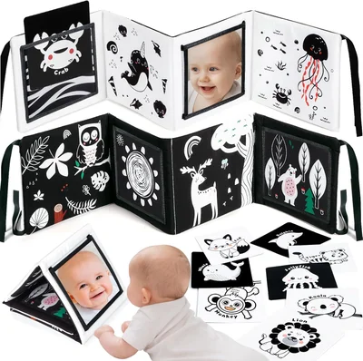 URMYWO High Contrast Soft Baby Book - Black and White / With Baby Card