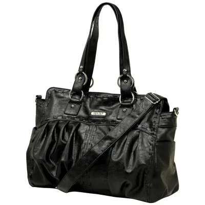 Vanchi Leather Look Zeppelin Carrier Changing Bag-Blackbird