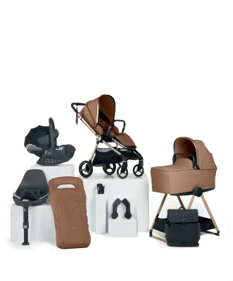 Vardo Complete Pushchair Bundle with Cybex Cloud T+ i-Size Rotating Baby Car Seat & Base (9 Pieces) - Nutmeg