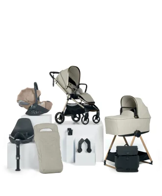 Vardo Complete Pushchair Bundle with Cybex Cloud T i-Size Rotating Baby Car Seat & Base (9 Pieces) - Shell/Cozy Beige