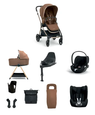 Vardo Pushchair Baby to Toddler Travel Bundle with Cybex Cloud T & Sirona T (11 Pieces) - Nutmeg