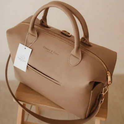 Vegan Leather Midi Baby Nappy Changing Bag - Default